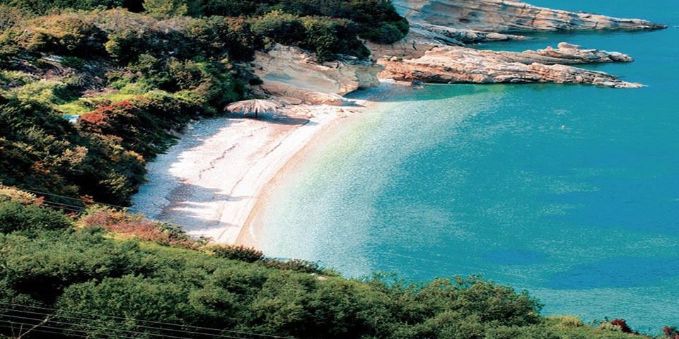 Beautiful Marathias beach Zante from above.