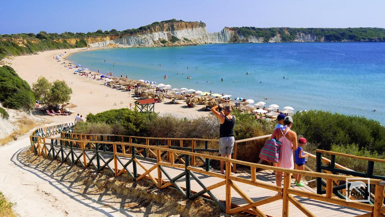 Gerakas Beach with golden sands and shallow turquoise waters